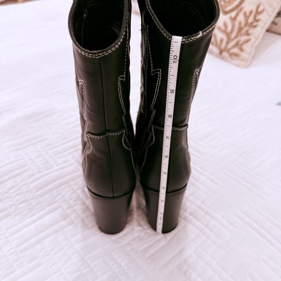 MIA black western boots high heel white stitching women's size 9 cowboy style - Picture 4 of 7